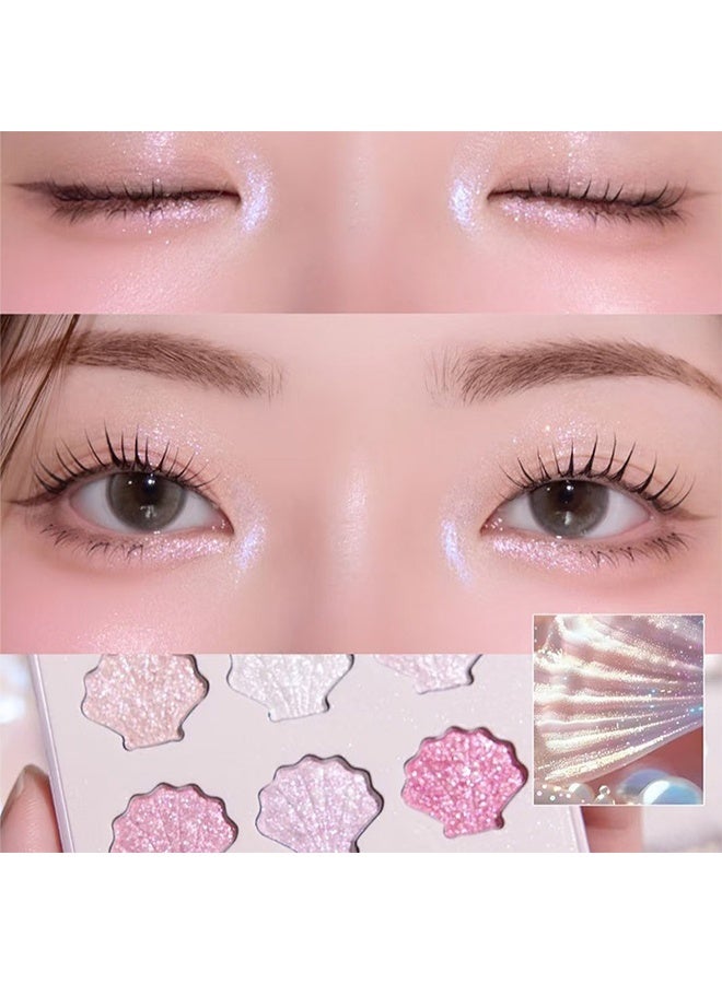 KAPEINE 9Colors Eyeshadow Palette,Fine Shimmer Eyeshadow Pink Glitter Makeup Palette Spakle Pearlescent Eye Shades Diamond Bright Makeup Kit Highly Pigmented Long Lasting for Women Girls Daily,Party - Image 3